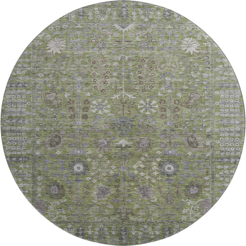 Tapis lavable à la machine de qualité supérieure Mayfield AMF2231, Aloès, Rond 8 pi