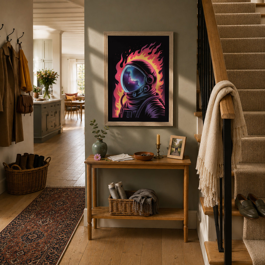 Astronaut Engulfed in Flames Modern - Framed Print