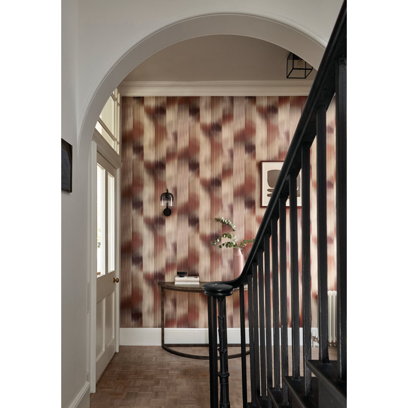 Oscillation Ikat Vinyl Wallpaper Roll, Rosewood/Fig
