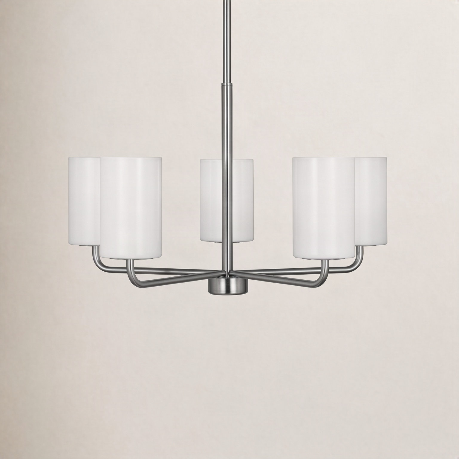5 - Light Dimmable Shaded / Spider Chandelier, No, Brushed Nickel