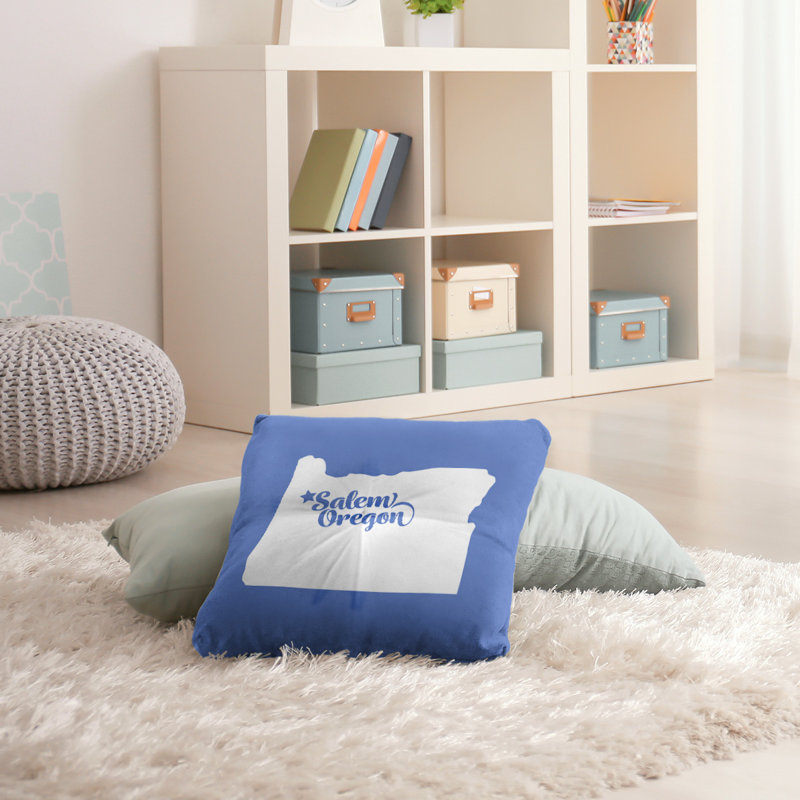 Coussin de plancher touffeté, 26 po x 26 po, Bleu, Salem