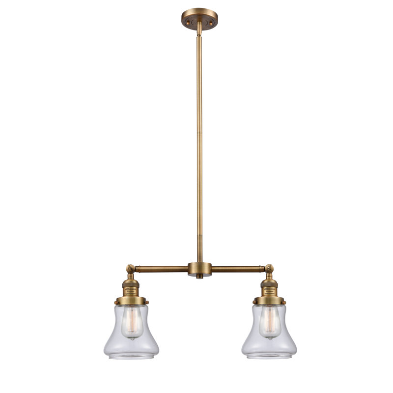 Edda 2 - Light Kitchen Island Pendant, Brushed Brass, No Bulb Included, Clear