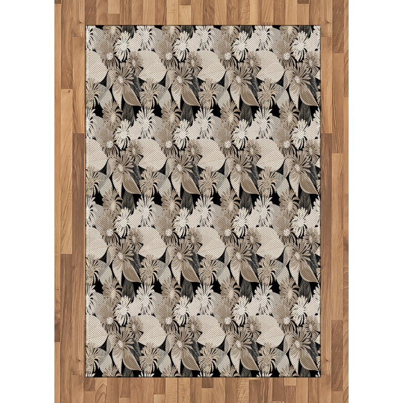 Floral High Density Long Fiber Poly Threads Decorative Area Rug Carpet, Rectangle 4' x 5'8"