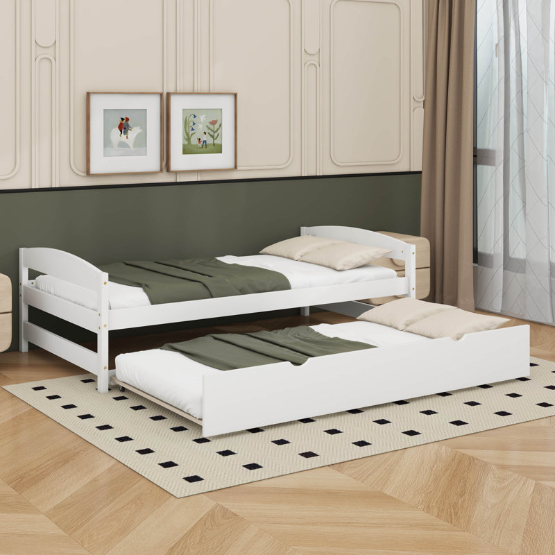 Lit plateforme simple avec lit gigogne, Blanc