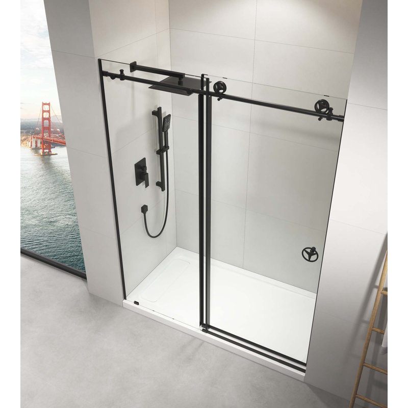 Porte de douche coulissante sans cadre l 60 po x H 76 po en verre transparent mat