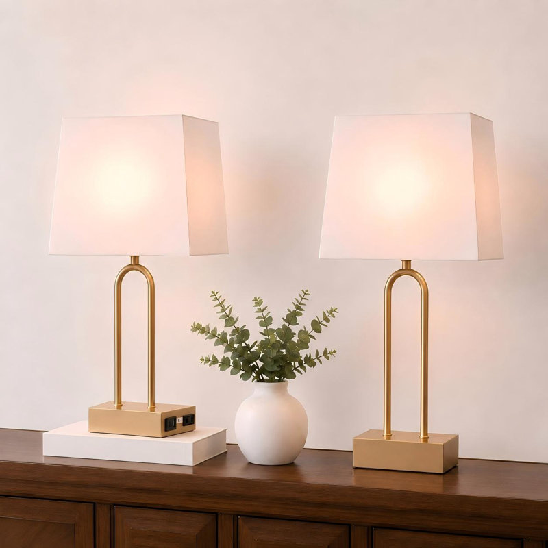 Metal USB Table Lamp, Gold