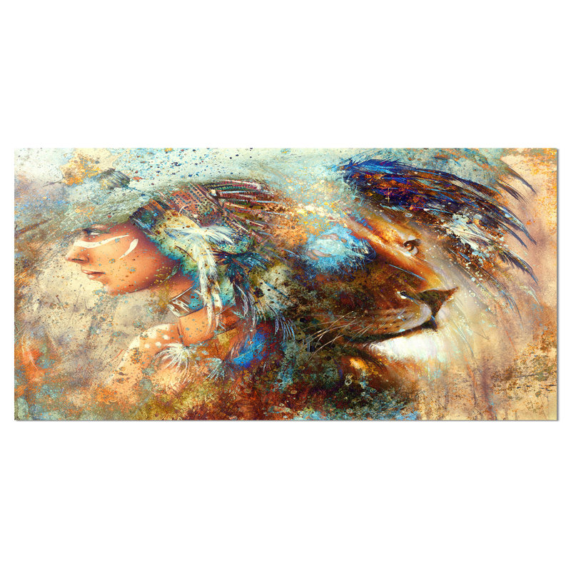 Lion - reproduction sur toile, H 20 po x l 40 po x P 1po