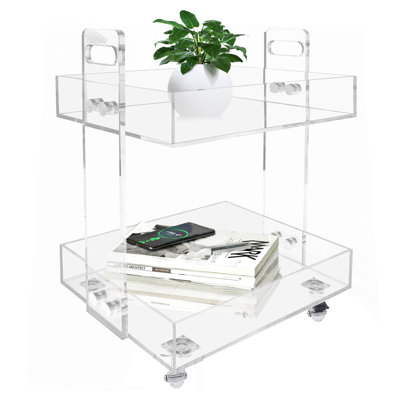 Suyeko 2 Tiers Clear Acrylic Bar Cart