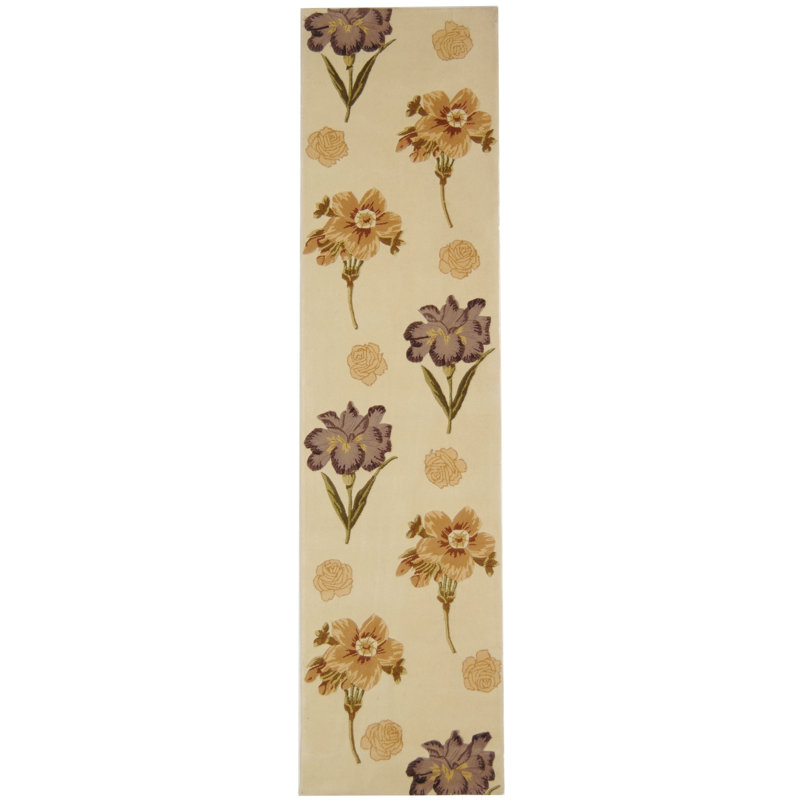 Mandarin Wool Pile Floral Rug, Runner 2'6" x 10'
