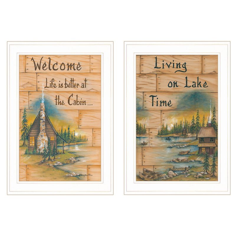 «Living on the Lake», art mural encadré 2 pièces pour salon, maison par Mary June
