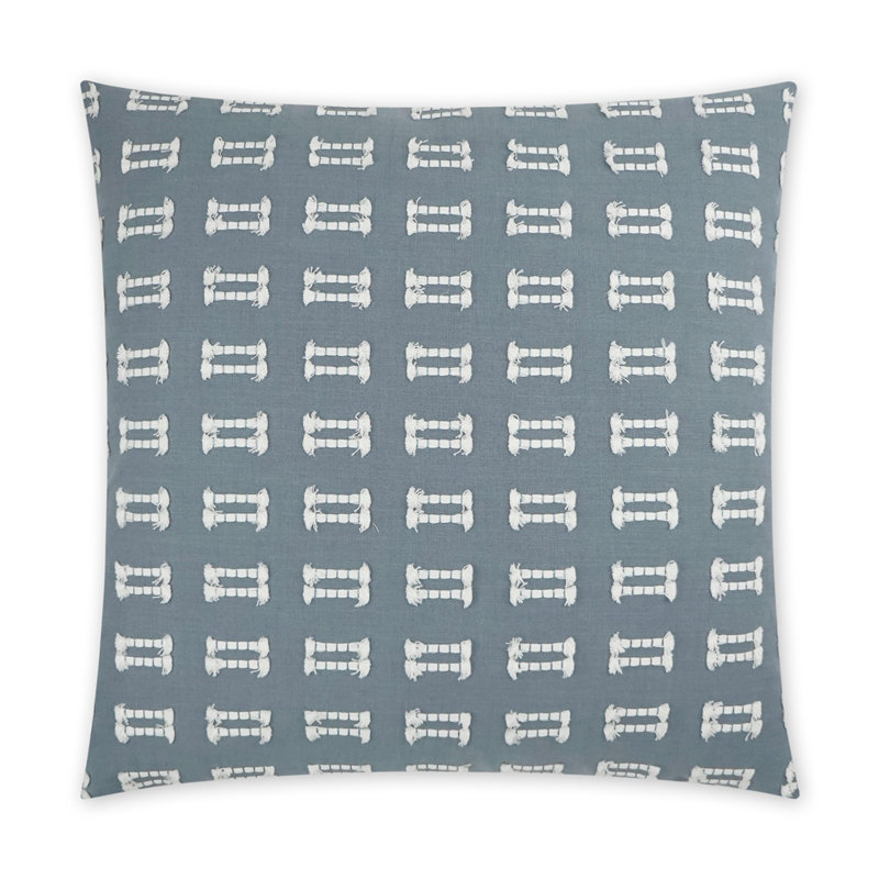 Coussin décoratif à pampilles, Noir / blanc, Carré 20 po