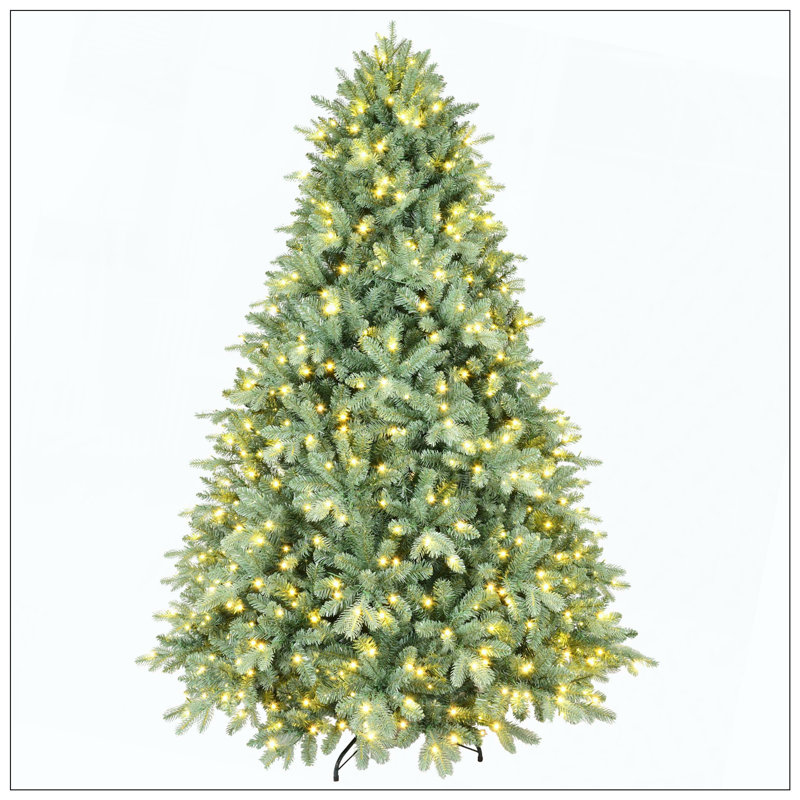 Arbre de Noël pré-éclairé avec 1150 lumières DEL blanc chaud - 4368 pointes PE + PVC, branches articulées pour une installation facile, support en métal robuste, décoration de Noël unique