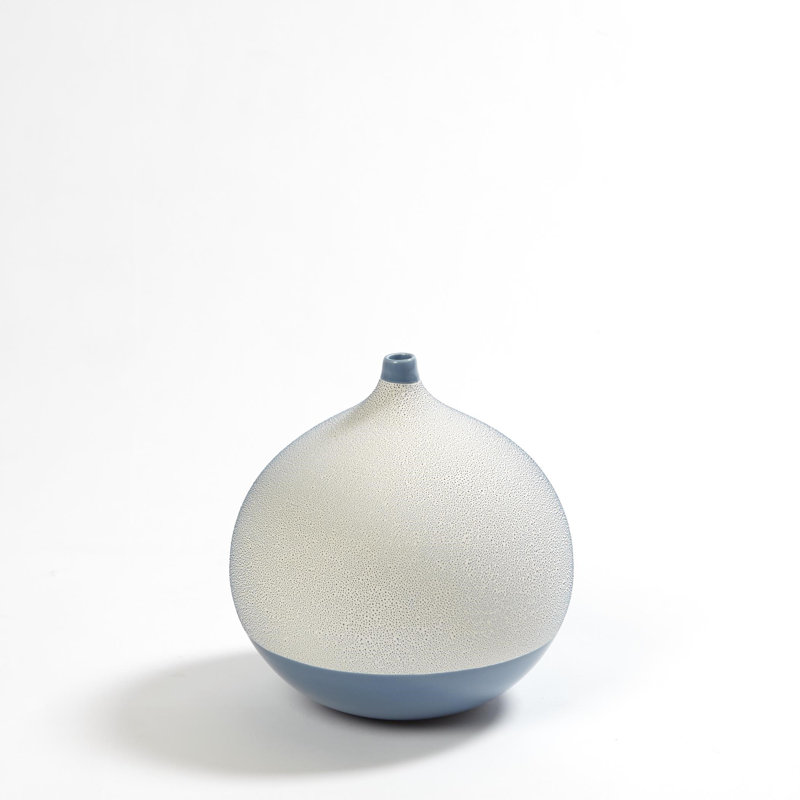 Pixelated Ball Vase, 8"H x 7.5"W x 7.5"D, Blue