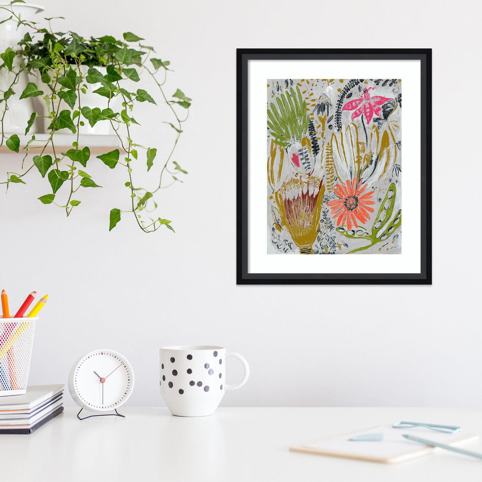 Tropical Blooms by Maya Woods, Black, 14" W x 17" H