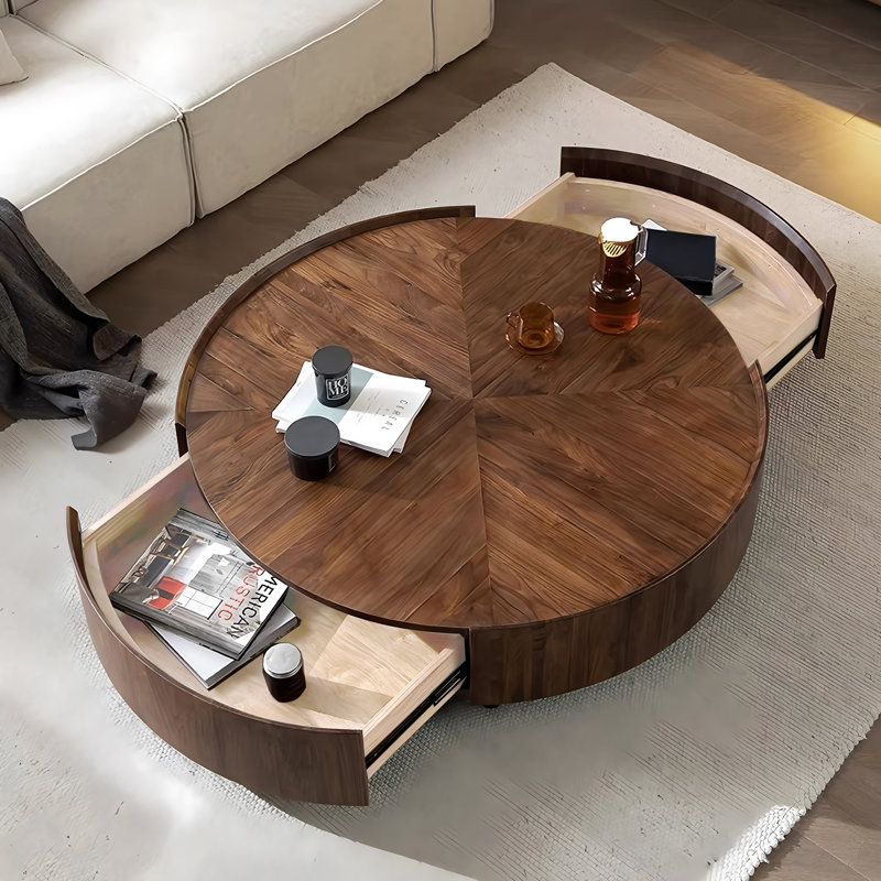 Drum Coffee Table with Storage, 32cm H x 90cm L x 90cm W
