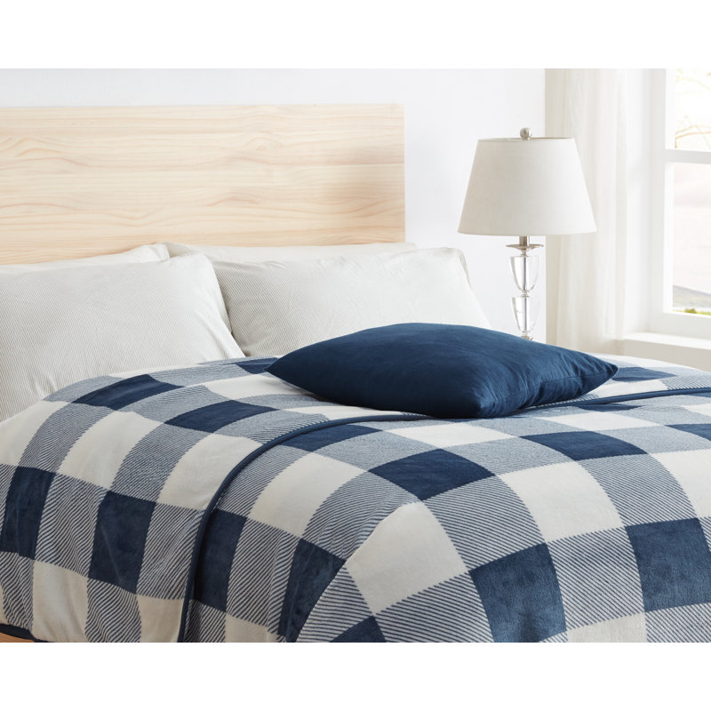 Couverture de canapé en velours de vison super doux et chaud, Plein, Marine