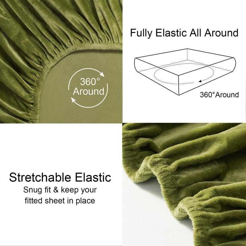 PHF Ultra Soft Velvet Fitted Sheet, 16" Deep Pocket with Wider Stronger Elastic Band, Easy Fit Easy Care, 1 Pack Cozy Comfy Flannel Bottom Sheet for All Seasons, No Pillowcases