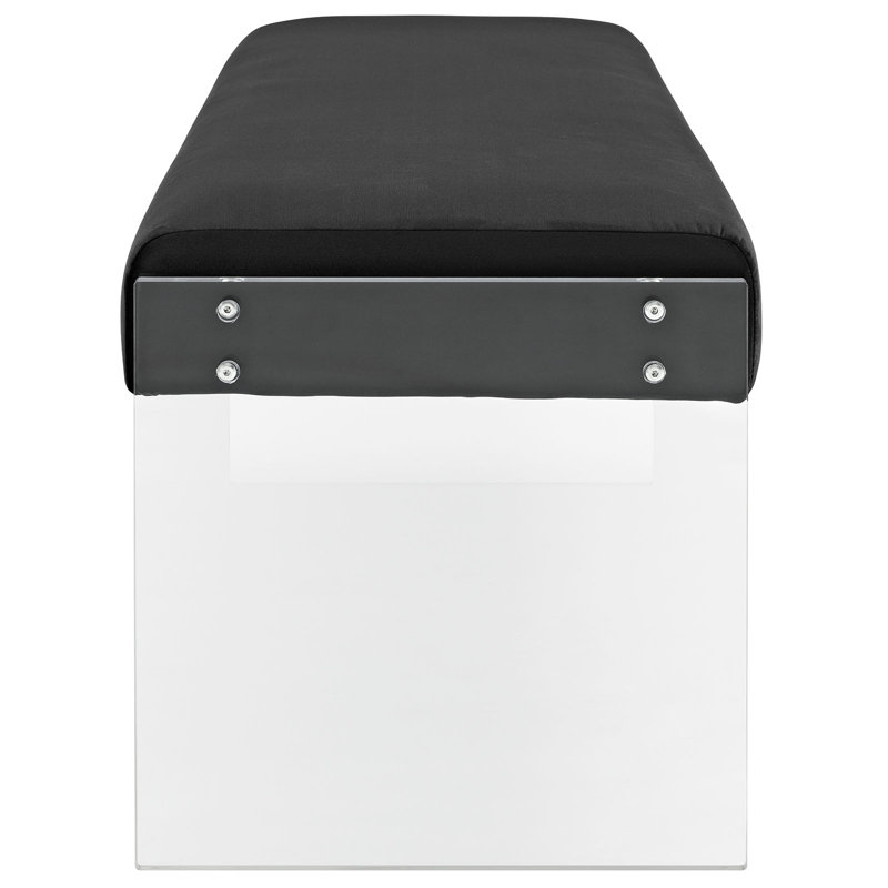 Black Velvet Upholstered Bench with Acrylic Base