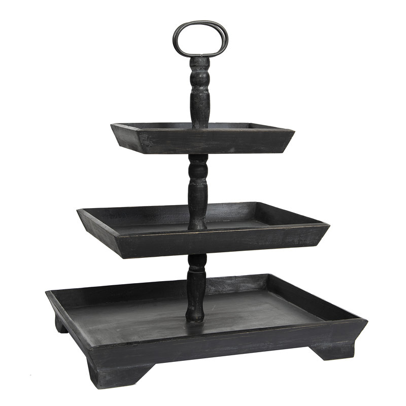 Wood Tiered Stand, Black