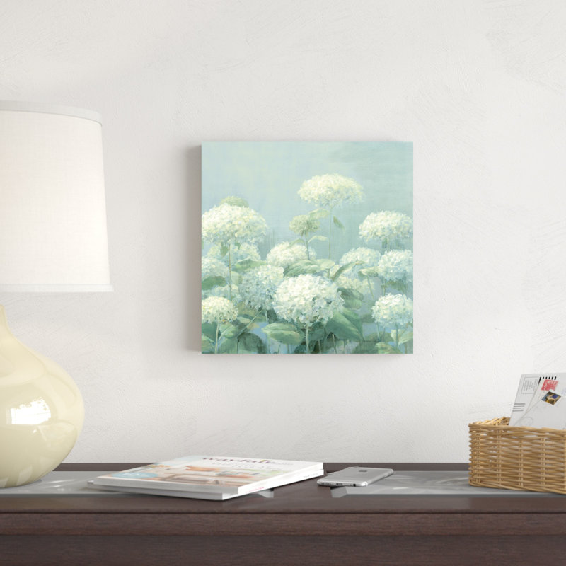 Hortensia blanc sauge de jardin, H 12 po x l 12 po, Oui, Imprimé à cadre doré