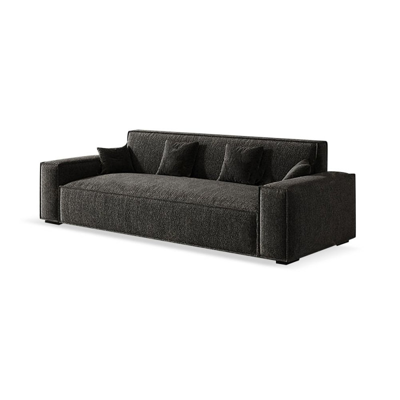 Canapé-lit standard en chenille noire, H 28,35 po x l 74,8 po x P 39,37 po