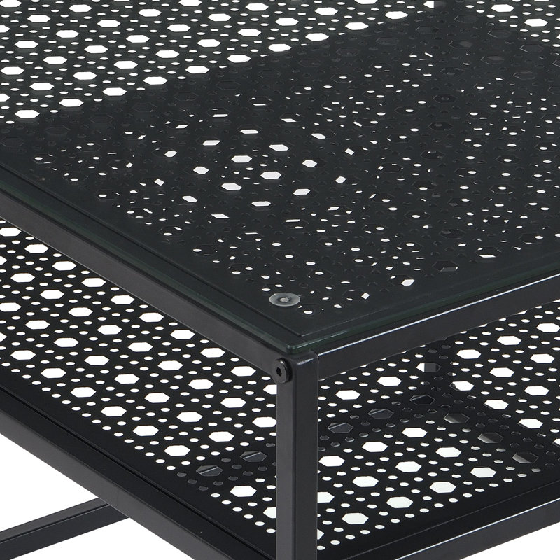 60 cm W Glass Top Console Table, Black