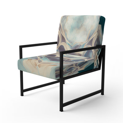 Chaise avec accoudoirs rembourrée à motif géométrique abstrait Brickner