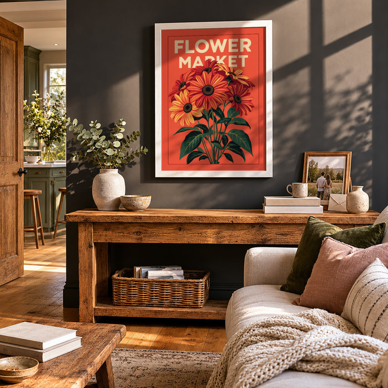 Flower Market Typography - Print, A4 - 29.7 x 21.0 cm, White