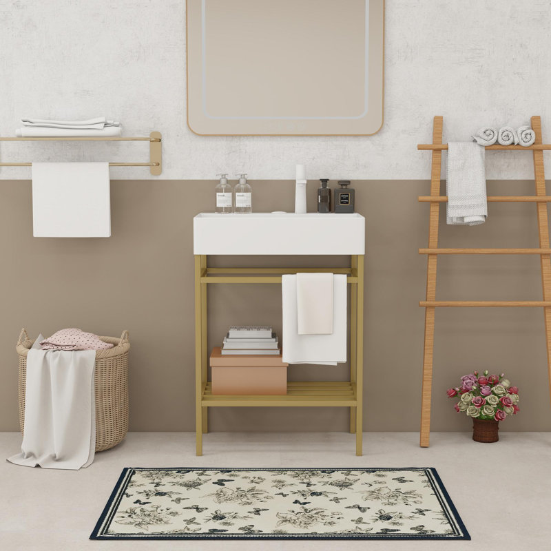 Meuble-lavabo 24 po avec lavabo en céramique, Rouge