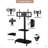 Height And Angle Adjustable Multi-Function Tempered Glass Metal Frame Floor With Lockable Wheels Mobile TV Stand, LCD/Plasma TV Bracket  2 Tier Tempered Glass Shelves For Multiple Media Devices