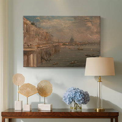 Waterloo Bridge, from Whitehall Stairs (Oil Sketch)-John Constable-Gallery Wrapped Canvas-c. 1819