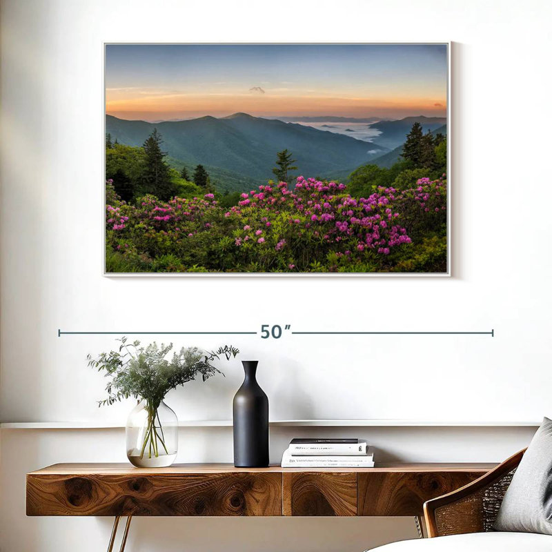 Blue Ridge Mountains View, Cadre flottant blanc, 40 po x 27 po
