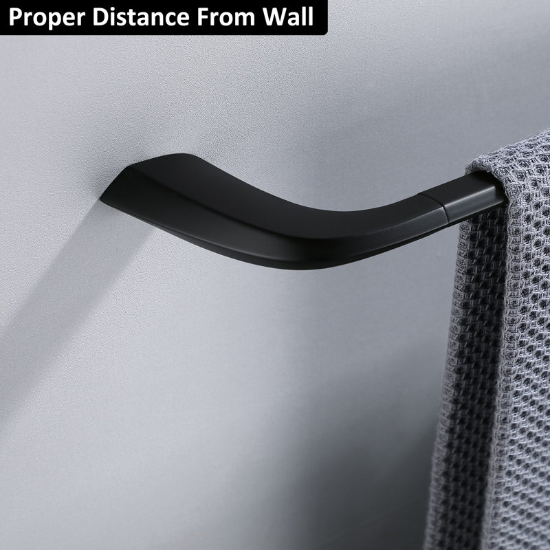 Porte-serviettes mural 24 po pour salle de bain, Noir mat