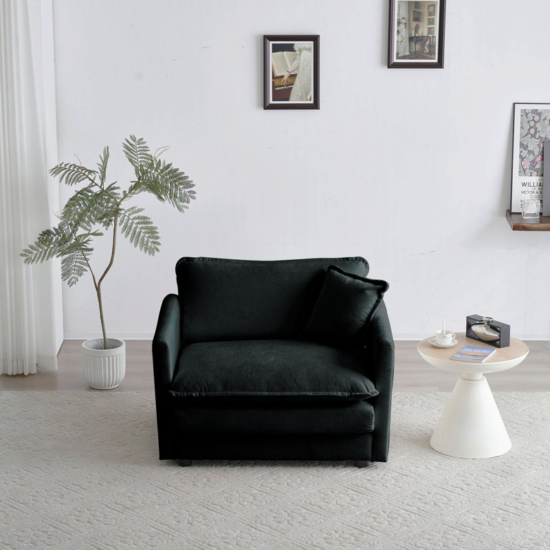 Fauteuil de lecture rembourré Comfy, Chenille noir