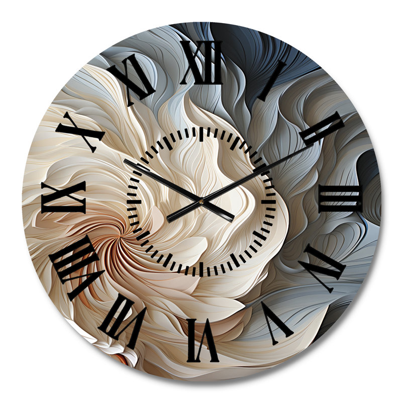 Horloge murale géométrique blanche et bleue à spirale II, Médium