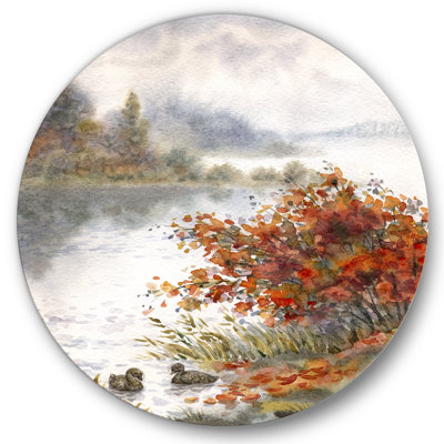 " View of the Lake in Autumn " Mixed Media Painting