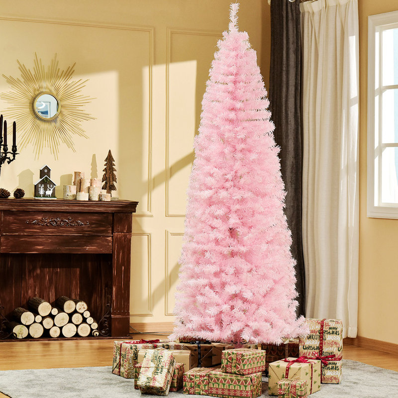 Sapin de Noël artificiel mince de 7 pi avec 818 pointes de branches réalistes et non éclairées