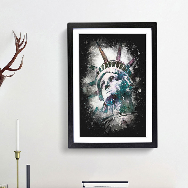Statue of Liberty - Picture Frame Painting Print, Black Framed, 87cm H x 62cm W x 2cm D