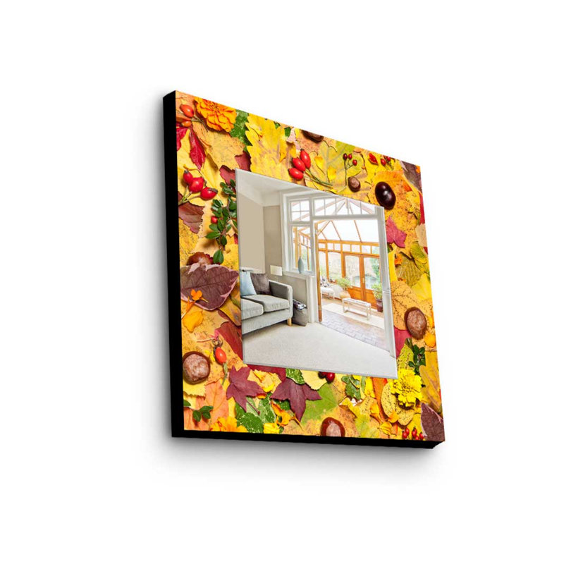 Élégant miroir décoratif avec cadre 100% bois de pin, 19,7 po x 19,7 po | Miroir en verre véritable (épaisseur: 0,2 pouce) | Peinture sur tissu élégante | Parfait pour la décoration intérieure et le vestibule, design durable et chic