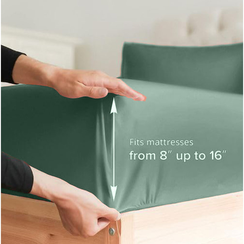  Premium Luxury 4 Piece Rayon from Bamboo Sheet Set, Twin Sheet Set with 2 Pillowcases, Tree Moss Green