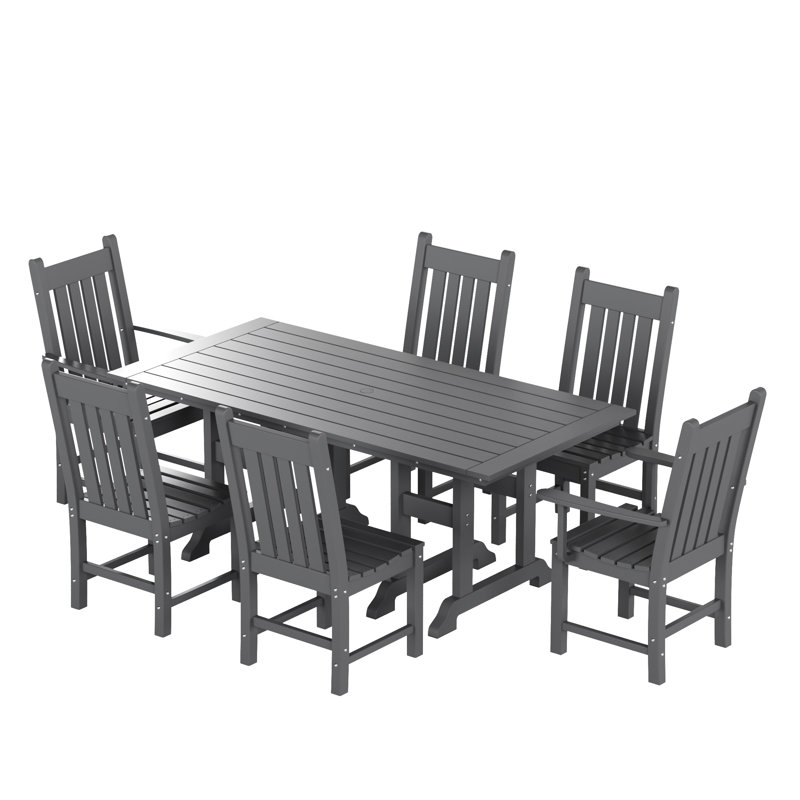 Laguna 6 - Person Patio Dining Set Umbrella Hole Included Rectangular Table, Gray