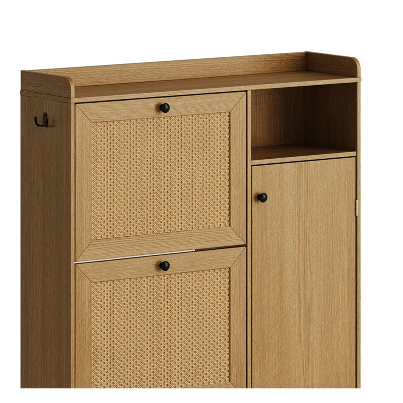 Armoire de rangement pour 40 paires de chaussures, Bois naturel
