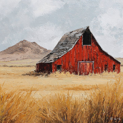 Red Gambrel Barn Wrapped Canvas Wall Art