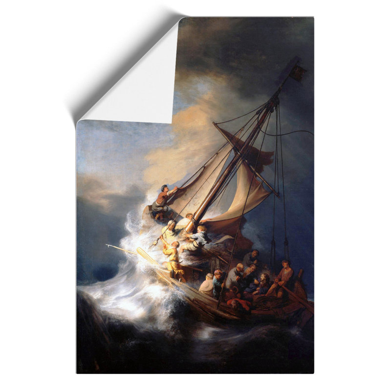 Christ In The Storm Of Galilee by Rembrandt Van Rijn - No Frame Painting, 42cm H x 30cm W x 0.1cm D