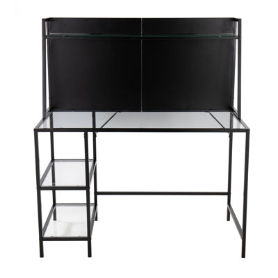 Bureau en métal et verre transparent Geo Tier par Lumisource, idéal pour le bureau ou le bureau dans la chambre ou le salon