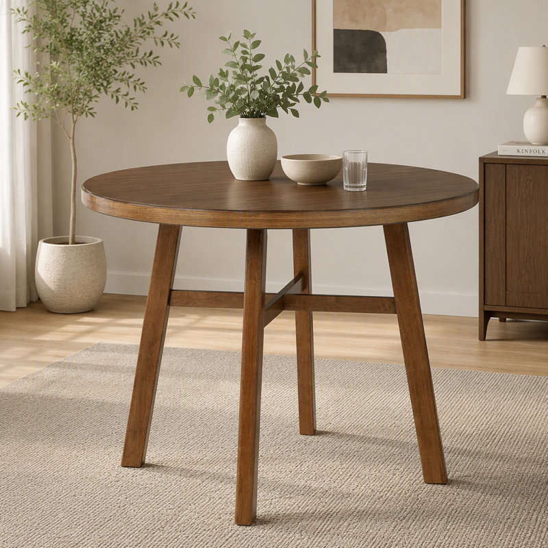 Meuble de salle à manger en bois massif brun de 1 pièce à hauteur de comptoir, H 36 po x l 48 po x P 48 po