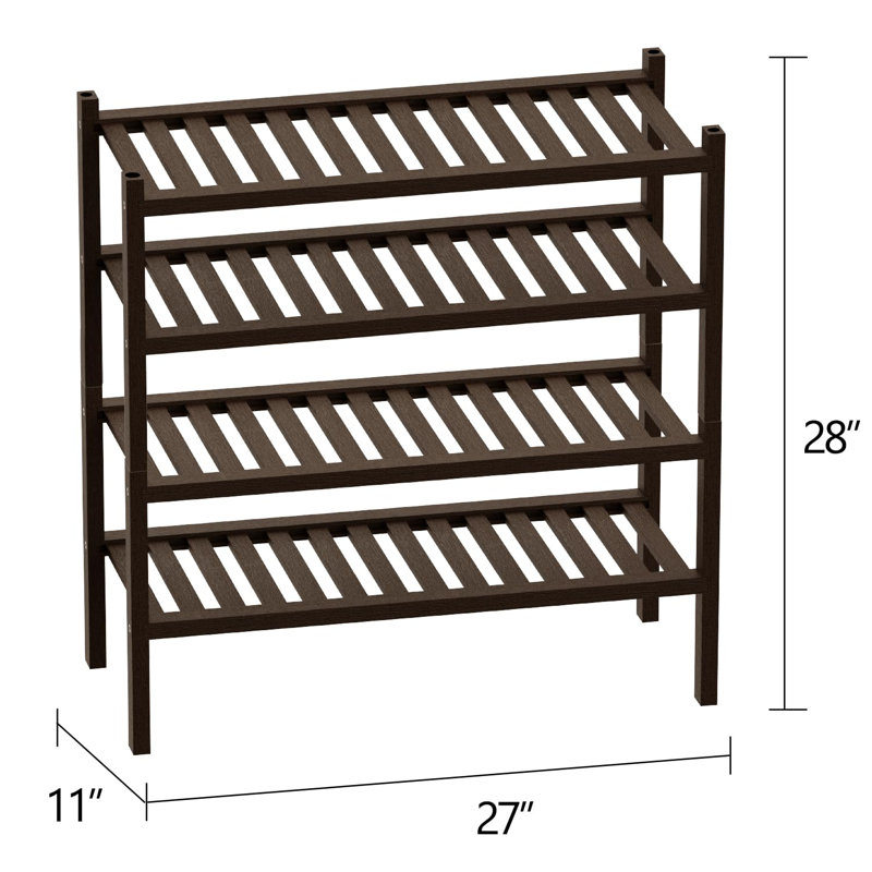 Shoe Rack 4-Tier Organizer-Stackable Storage Shelf With Multi-Function Combinations-Free Standing Bamboo Shoe Racks(Brown, 4-Tier)