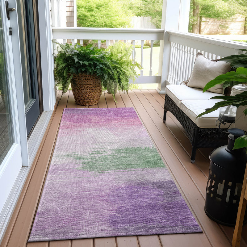Machine Washable Indoor/Outdoor Claudian ACN1519 Lilac Rug, Runner 2'3" x 7'6"
