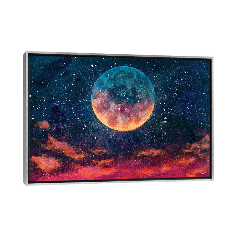 Lune parmi les étoiles dans un univers par Valery Rybakow - impression d'art graphique, H 26 po x l 40 po x P 1,5 po