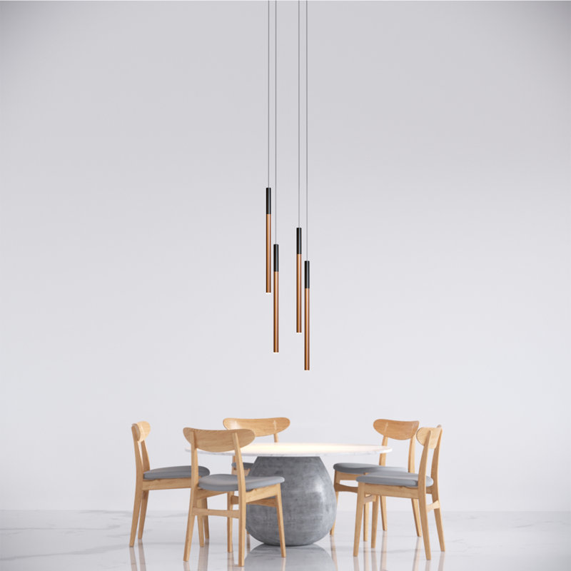 Baileyton 4 - Light Cluster Pendant, Black Top / Brushed Copper